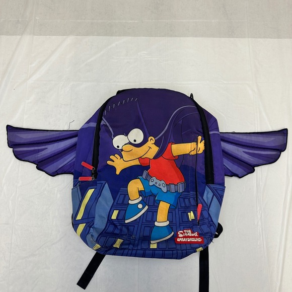 Sprayground Bartman Bart Simpsons Wings Backpack Purple Rare Broken Strap Buckle - Picture 1 of 8
